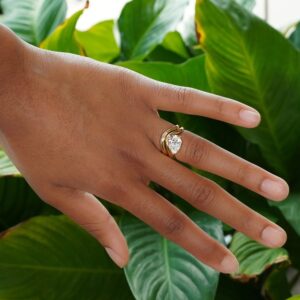 14KT Yellow Gold 2.55CTW Lab Grown Pear Diamond East-West Wedding Set