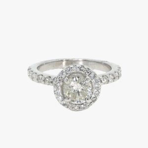 14KT White Gold 2.60CTW Earth Mined Round Cut Prong Set Halo Diamond Wedding Set