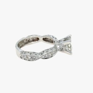 14KT White Gold 1.30CTW Earth Mined Pave Diamond and Milgrain Engagement Ring Setting