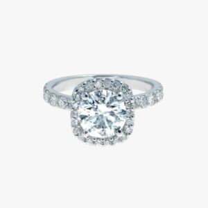 14KT White Gold Cushion Halo .75ctw Diamond Engagement Ring