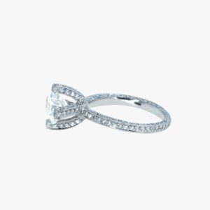 Platinum 1.50CTW Earth Mined Pave Diamond Engagement Ring Setting