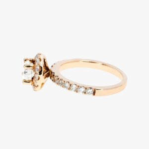 14KT Rose Gold 1.00CTW Round Halo Diamond Engagement Ring