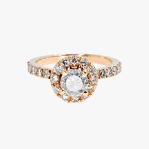 14KT Rose Gold 1.00CTW Round Halo Diamond Engagement Ring