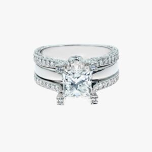 14KT White Gold 2.00CTW Earth Mined Pave Triple Band Diamond Engagement Ring Setting