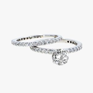 14KT White Gold 1.28CTW Earth Mined Shared Prong Solitaire Diamond Wedding Set Mounting