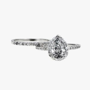 14KT White Gold 1.34CTW Pear Cut Halo Diamond Wedding Set Mounting