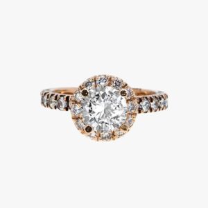 14KT Rose Gold 1.07CTW Round Cut Halo Diamond Engagement Ring Setting