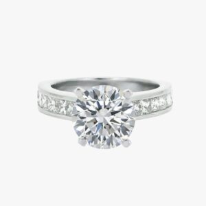 Platinum 1.20CTW Earth Mined Princess Cut Channel Set Diamond Engagement Ring Setting