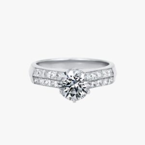Platinum 0.85CTW Erath Mined Princess Cut Invisible Set Diamond Engagement Ring Setting