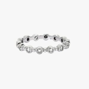 14KT White Gold 0.75 Earth Mined Bezel Set Diamond Eternity Band