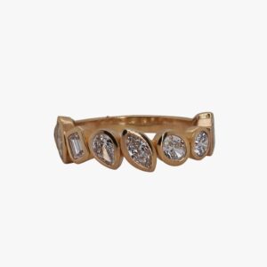 18KT Yellow Gold 0.70CTW Satin and High Polish Multi-Shape Bezel Diamond Ring (copy)