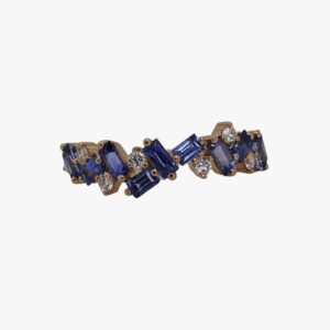 14kt yellow gold 1.55ctw blue sapphire and diamond scatter ring