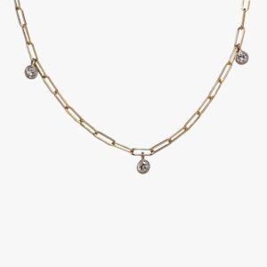 14kt white gold .50ctw earth mined diamond bezel strand necklace