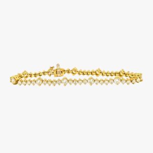 14KT Yellow Gold 4.60CTW Round Brilliant Cut Prong Set Natural Diamond Tennis Bracelet