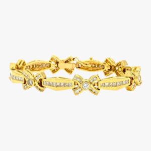 14KT Yellow Gold 8.35CTW Earth Mined Princess and Round Cut Diamond Tennis Bracelet