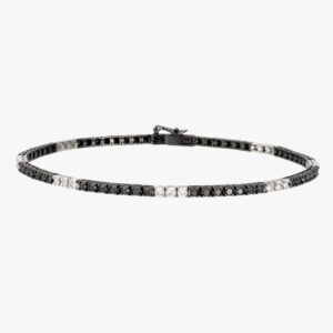 18KT White Gold Black and White Diamond Tennis Bracelet