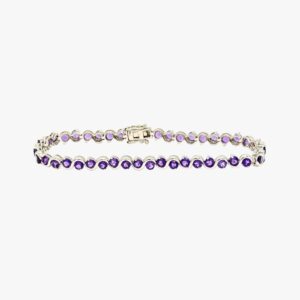 14KT White Gold 4.80CTW Earth Mined Round Cut Prong Set Amethyst Tennis Bracelet