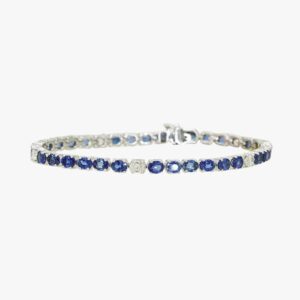 White Gold Natural Sapphire and Diamond Tennis Bracelet