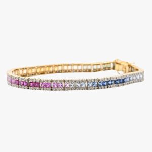 Yellow Gold Rainbow Sapphire and Diamond Bracelet