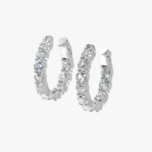 14KT White Gold 4.76CTW Oval Shape In-And-Out Diamond Hoops