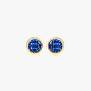 14KT Yellow Gold 1.50CTW Earth Mined Tanzanite Bezel Stud Earrings