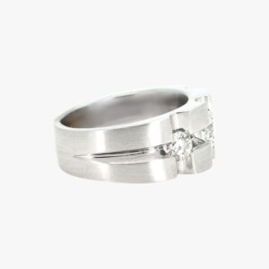 White Gold Wide diamond Band With Brushed and High Polish Finish