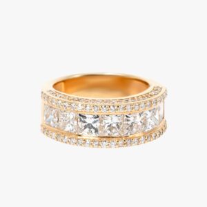 14KT Yellow Gold 6.50CTW Earth Mined Princess and Round Cut Channel Set Wedding Band