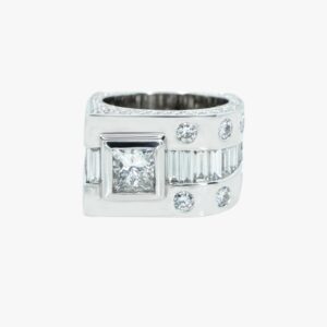 14KT White Gold 6.00CTW Diamond Square Mens Ring