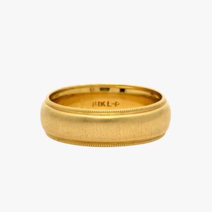 14KT Yellow Gold Brushed Finish Milgrain Wedding Band