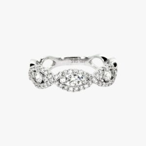 14KT White Gold 0.85CTW Round Cut Twist Diamond Ring