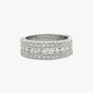 14KT White Gold 1.50CTW Earth Mined Milgrain Pave Set Diamond Band