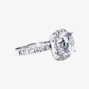 14KT White Gold 1.35CTW Earth Mined Cushion Halo Engagement Ring Setting