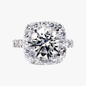 14KT White Gold 1.35CTW Earth Mined Cushion Halo Engagement Ring Setting